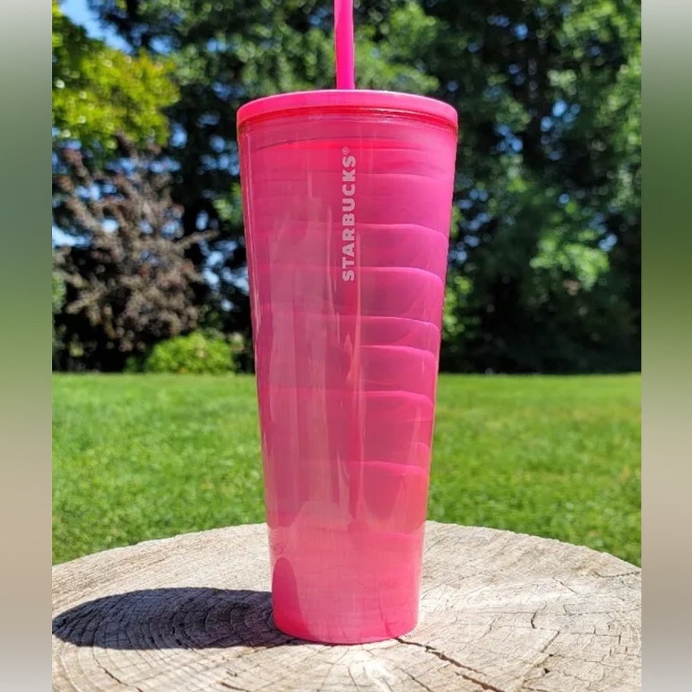 Starbucks Bubblegum Pink Striped Tumbler Cold Cup 24oz Venti NWT Summer 2023